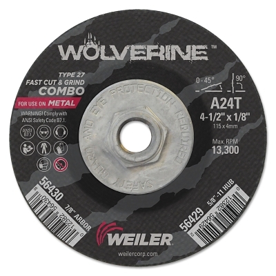 4-1/2 X 1/8 WOLV TY27 CUT WHL A24R 5/8-1
